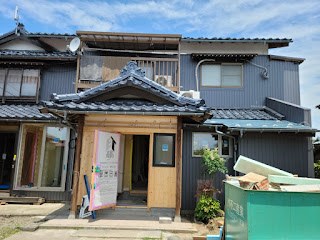 オーガニックスタジオ新潟　村上市現場　リフォーム工事　外壁角波　マルセ　雨どい